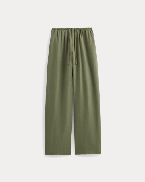 Alternative view of The Drawstring Pant in Linen | Lichen Green