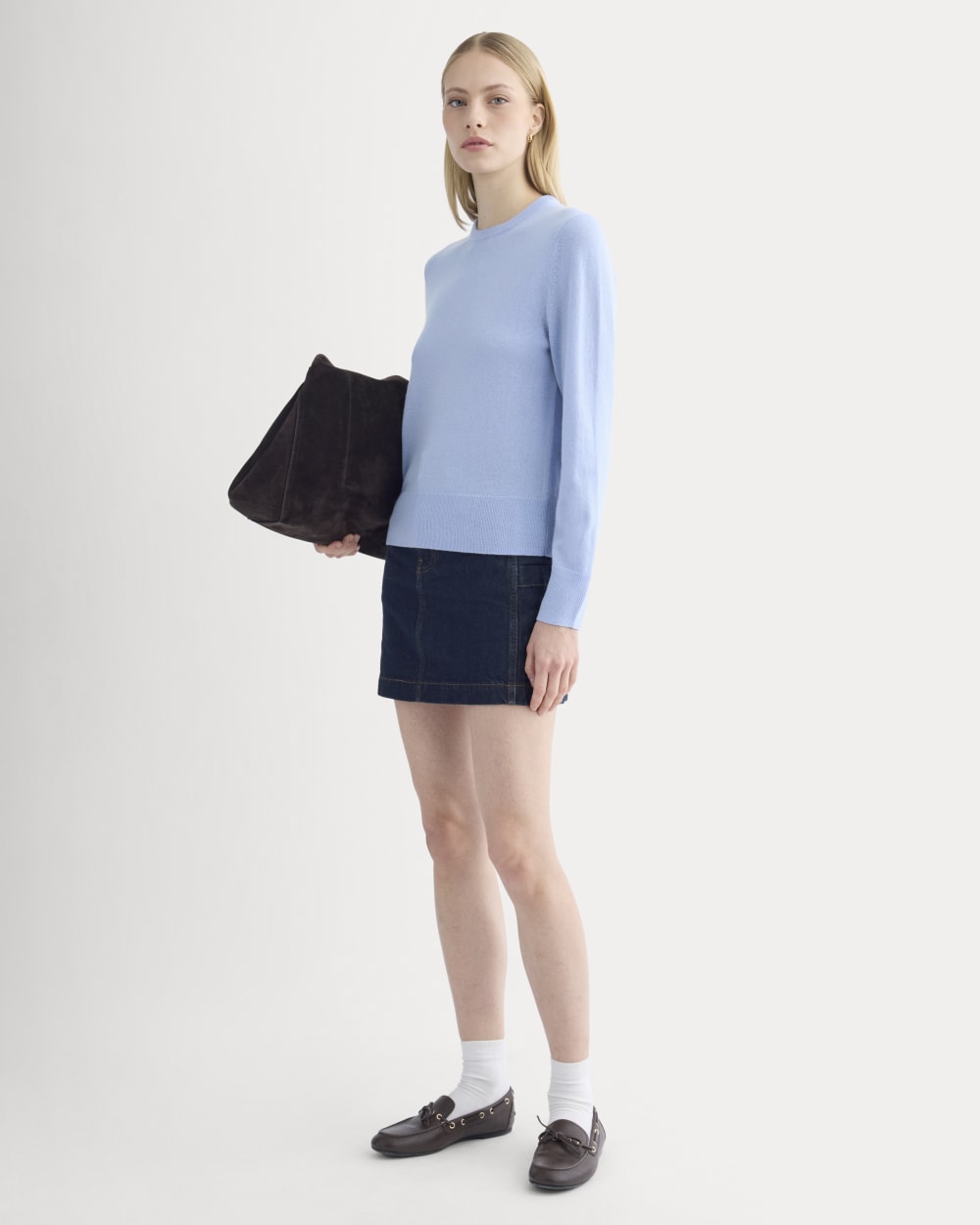 Cashmere Slim Crew Sweater | Open Air Blue - Image 3