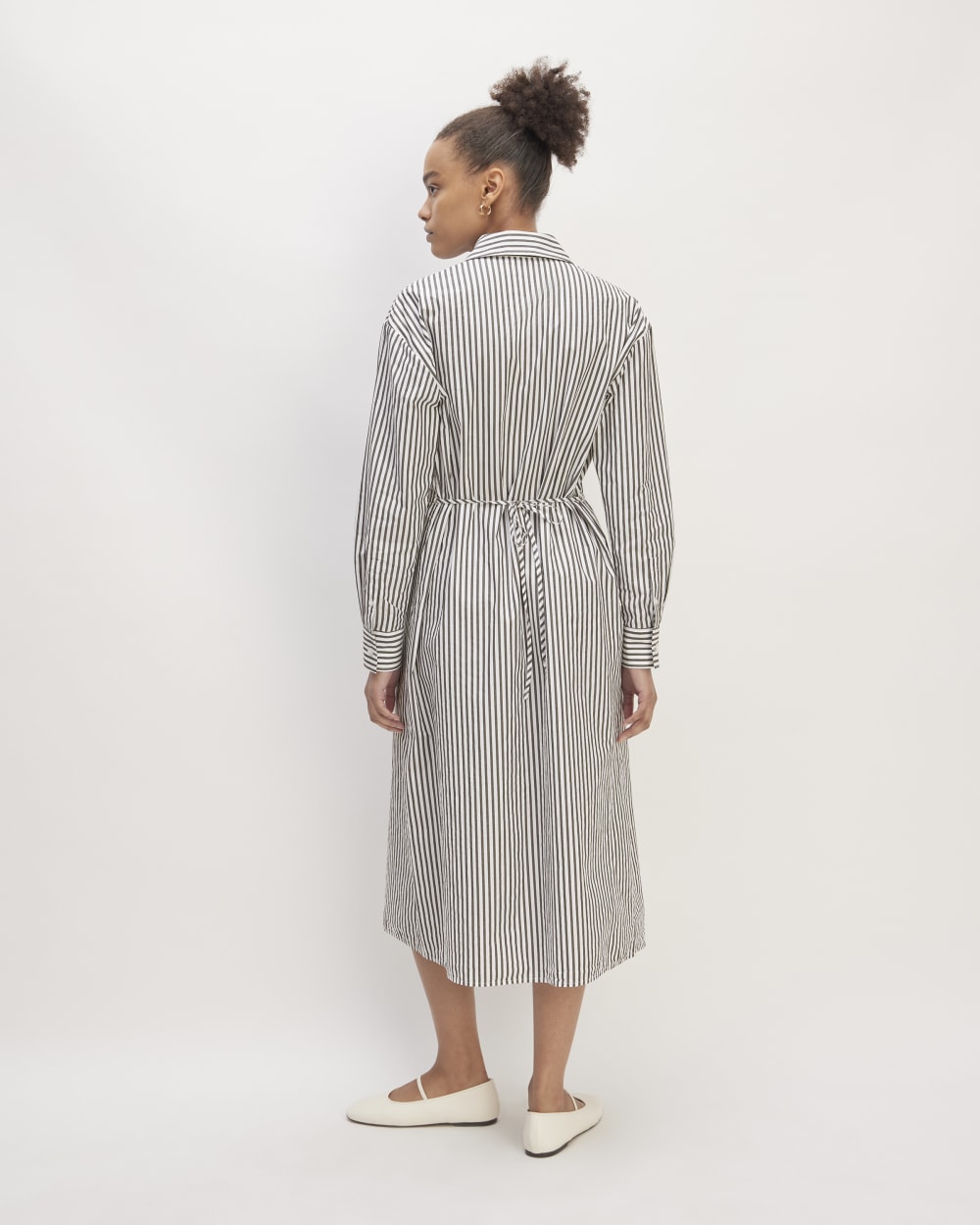 The Supima® Cotton Midi Shirt Dress | Optic White / Black - Image 6