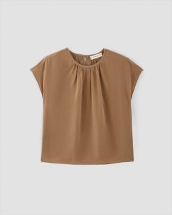 Alternative view of The Gathered Neck Top | Carob Brown