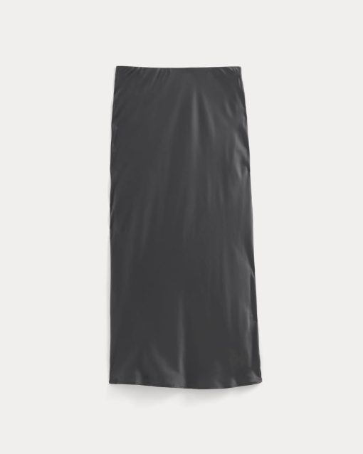 Alternative view of Slip Skirt in Silk Charmeuse | Graphite