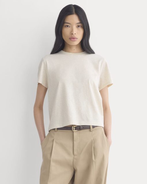 The Box-Cut Tee in Essential Cotton | Heathered Oats | No Pocket