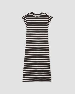 Alternative view of The Muscle Tee Midi Dress | Black / Bone