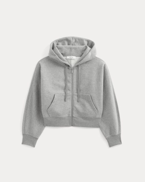 Alternative view of Luxe Fleece Full-Zip Cropped Hoodie | Vintage Heather Grey
