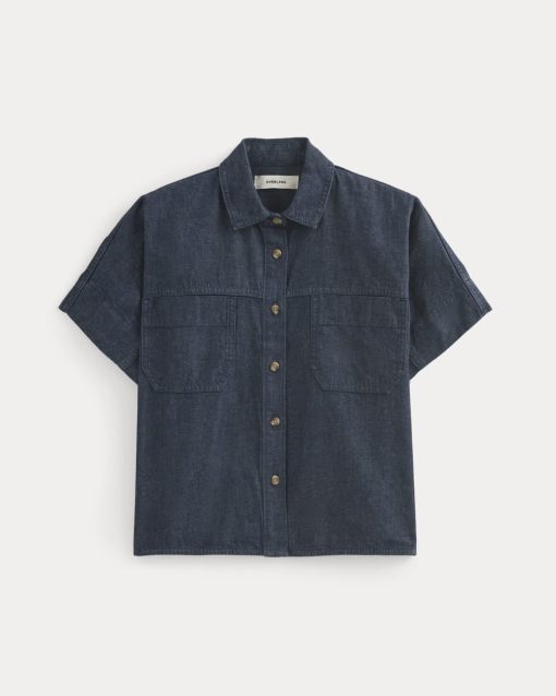 Alternative view of Cropped Boxy Denim Shirt | Dark Indigo Rinse