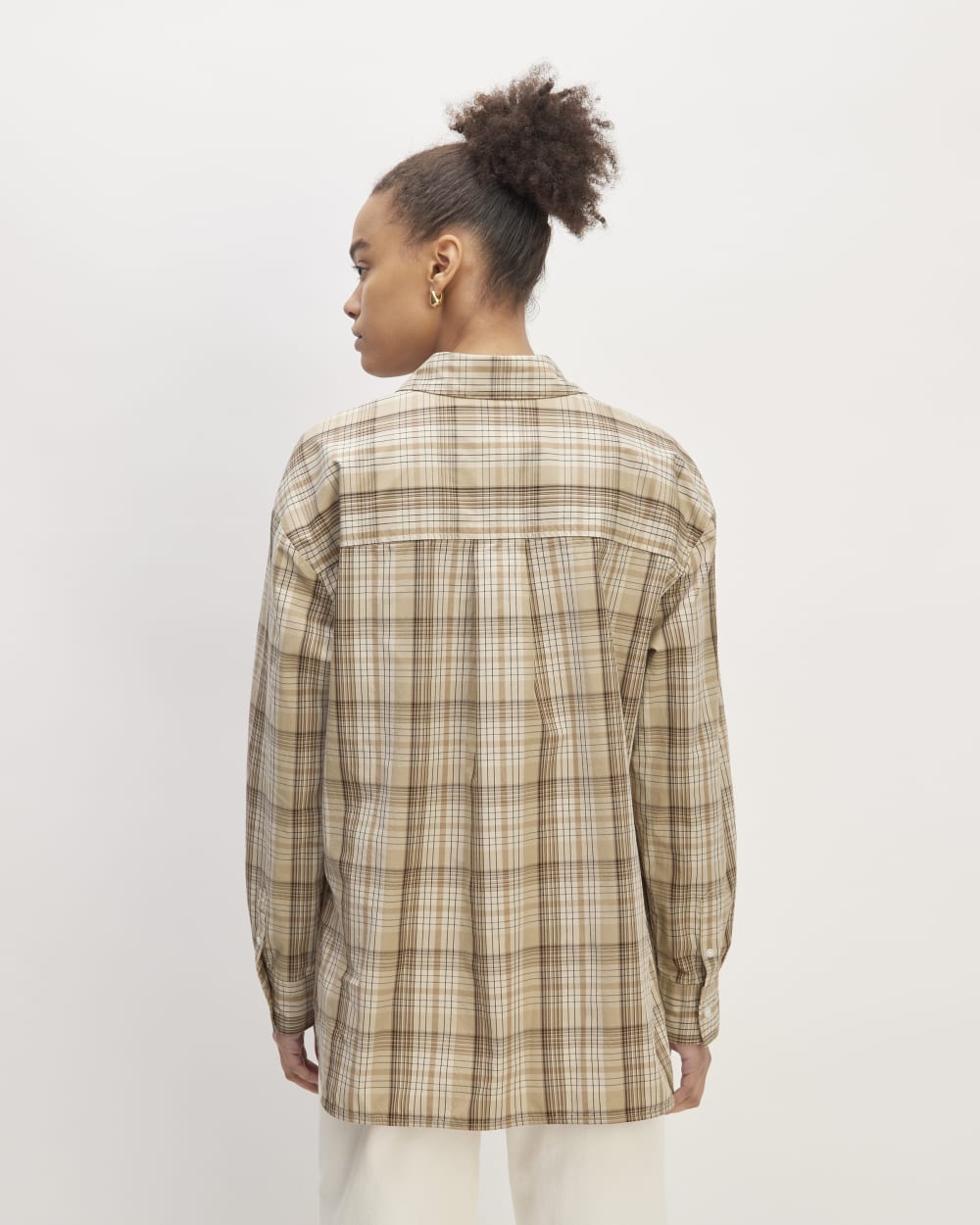 The Supima® Cotton Boyfriend Shirt | Pale Khaki Plaid - Image 6