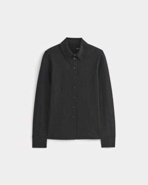 Alternative view of Button-Up Shirt in Essential Cotton | Black