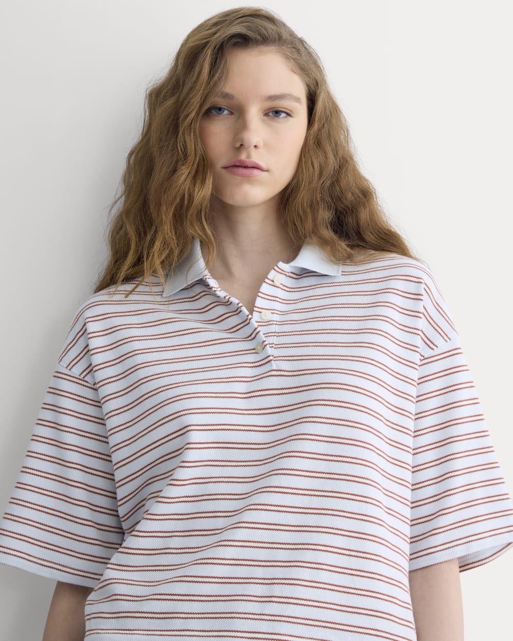 Pique Boxy Polo | Skywriting/Henna/Gardenia - Image 4