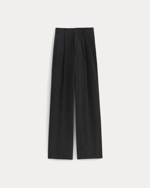 Alternative view of The Draper Pleated Pant in Buttersmooth | Black | 32 Inseam