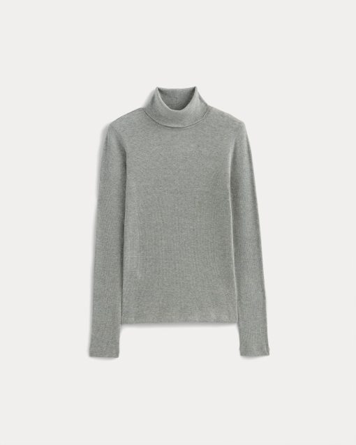 Alternative view of The Luxe Rib Turtleneck | Washed Heathered Grey