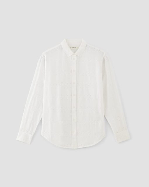 Alternative view of The Linen Eyelet Relaxed Shirt | White Eyelet