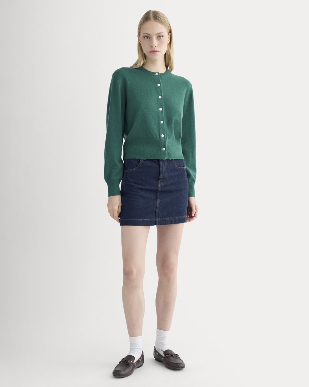 Cashmere Cropped Cardigan | Hunter Green - Image 3
