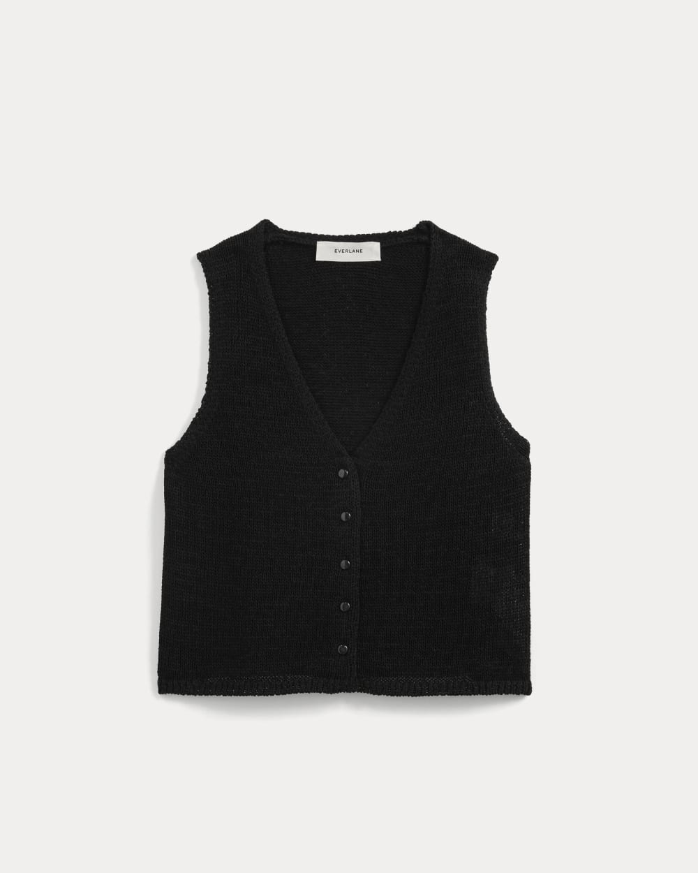 Button-Front Tank in Tape Yarn | Black - Image 2