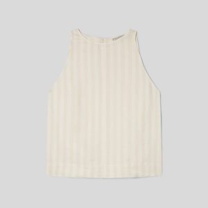 Alternative view of The Linen High-Neck Tank | Brazilian Sand / Canvas Tan
