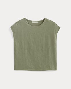 Alternative view of The Muscle Top in Linen | Sage Green