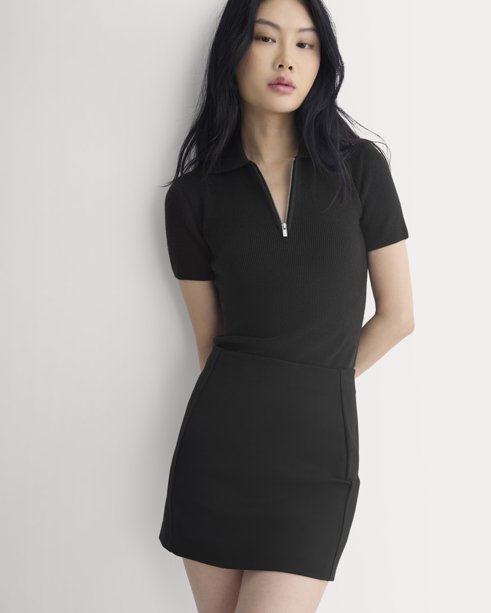 Knit Quarter-Zip Polo | Black - Image 5