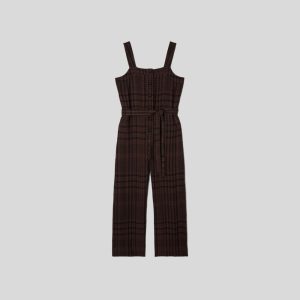 Alternative view of The Linen Jumpsuit | Chocolate Brown / Black