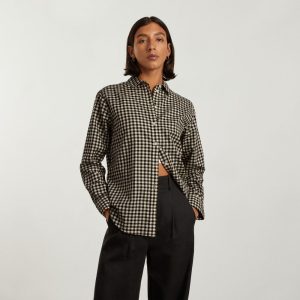 Alternative view of The Must-Have Shirt in Silky Cotton | Black / Canvas Gingham