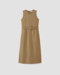 Alternative view of The Linen Belted Midi Dress | Tiger's Eye