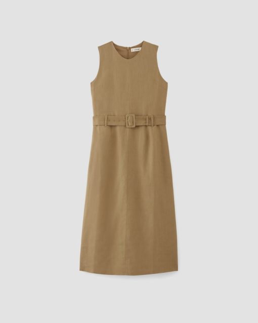 Alternative view of The Linen Belted Midi Dress | Tiger's Eye