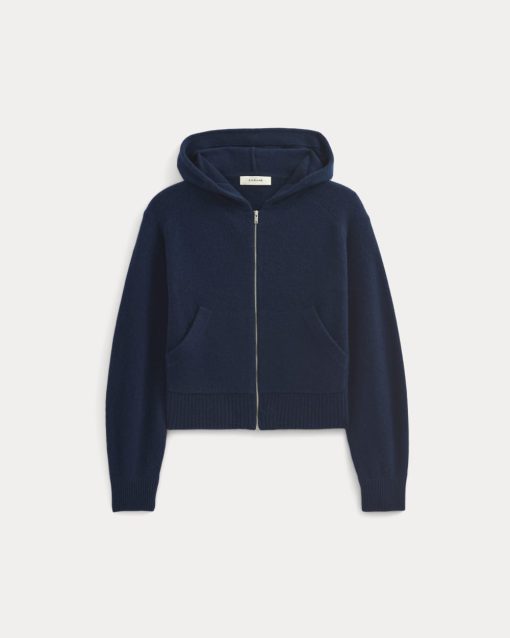 Alternative view of Full-Zip Hoodie in Wool Cashmere | Navy