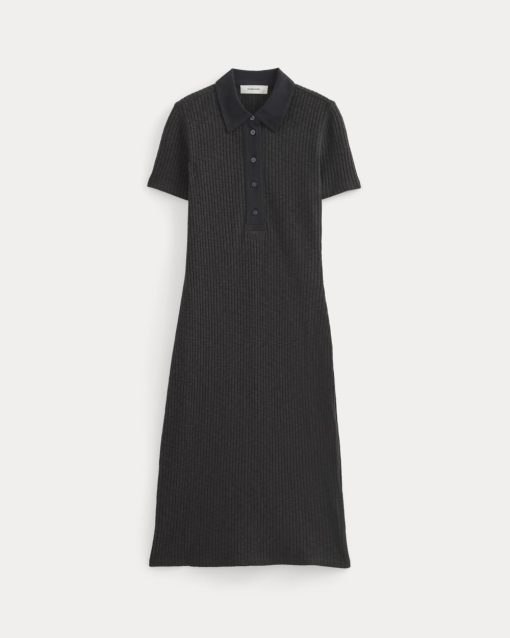 Alternative view of The Cozy Rib Polo Dress | Black