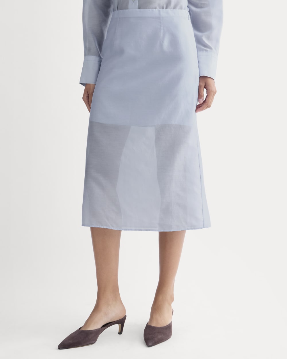 Midi Skirt in Cotton-Silk Organza | Kentucky Blue - Image 3