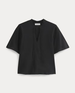 Alternative view of The Gauze Tie-Front Shirt | Black