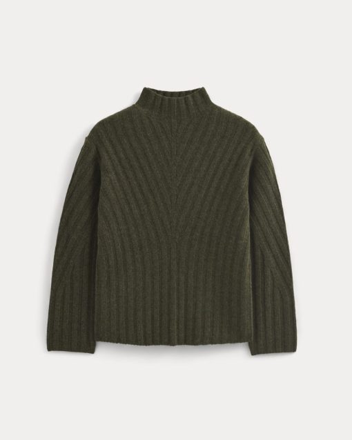 Alternative view of Funnel-Neck Sweater in Wool Cashmere | Heather Beech