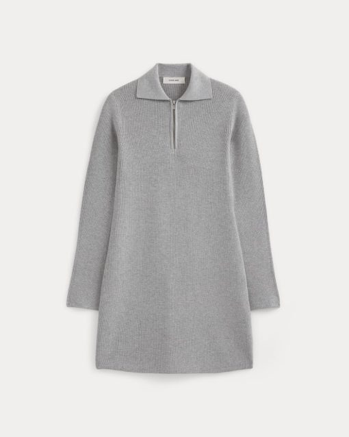 Alternative view of Knit Quarter-Zip Polo Dress | Light Heathered Grey