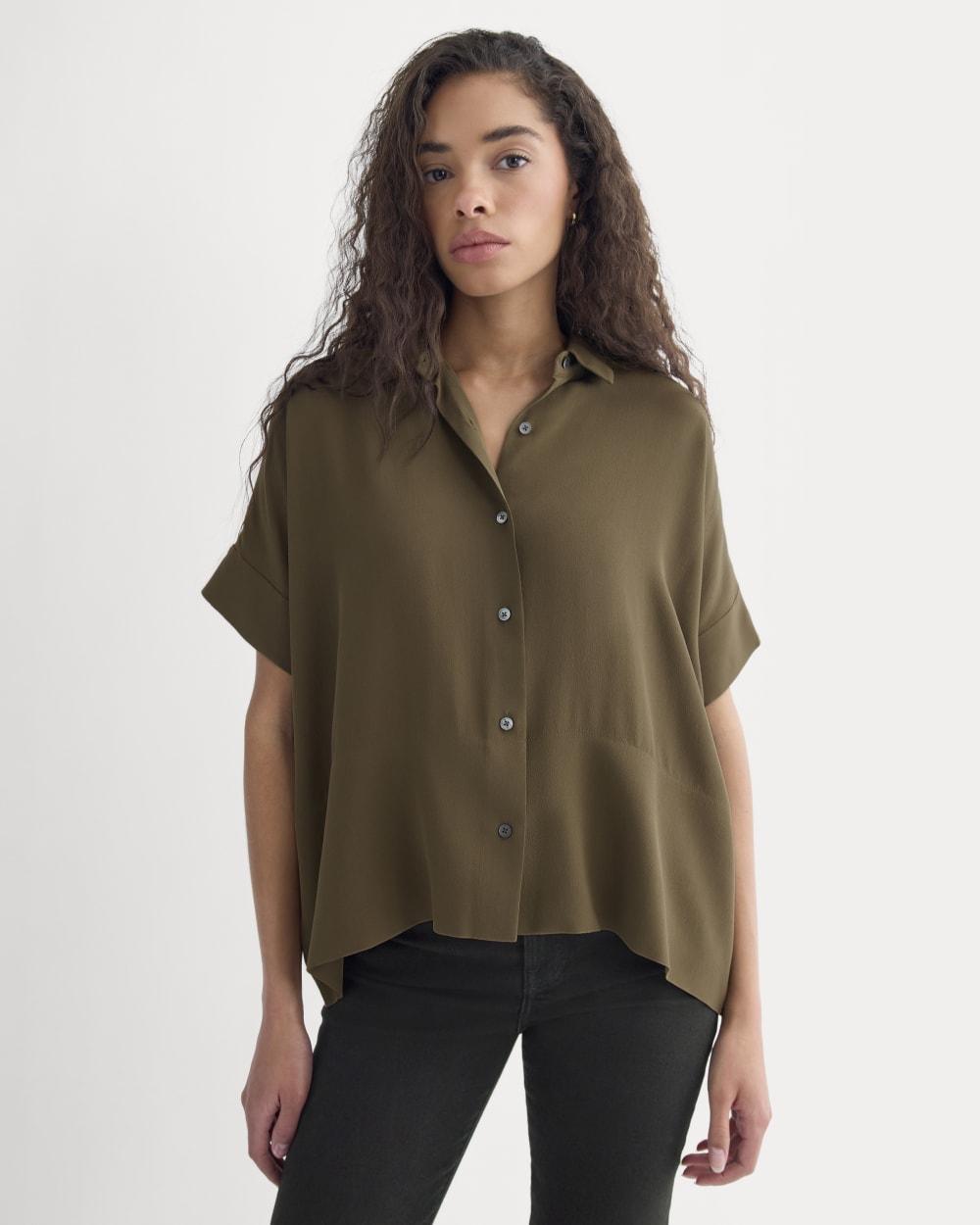 The Boxy Shirt in Washable Silk | Beech - Image 3