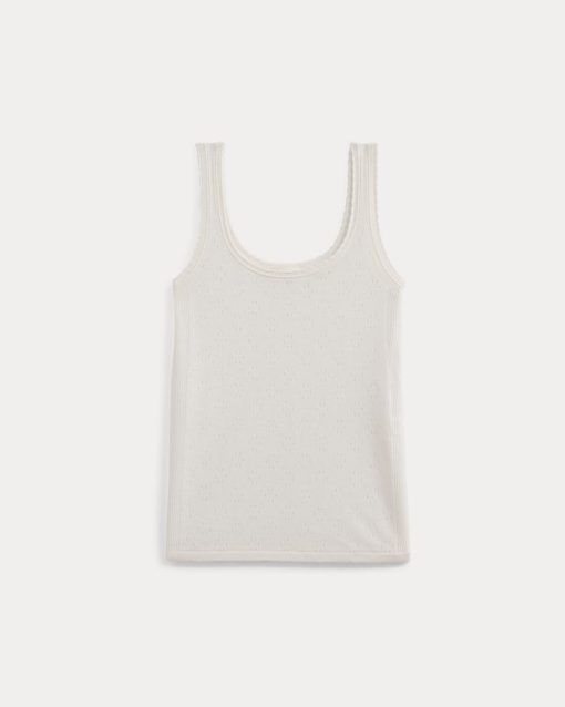 Alternative view of Lace-Trimmed Tank in Fine Linen | Bone