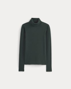 Alternative view of The Luxe Rib Turtleneck | Heathered Dark Sea