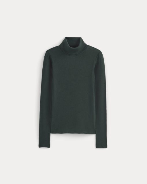 Alternative view of The Luxe Rib Turtleneck | Heathered Dark Sea