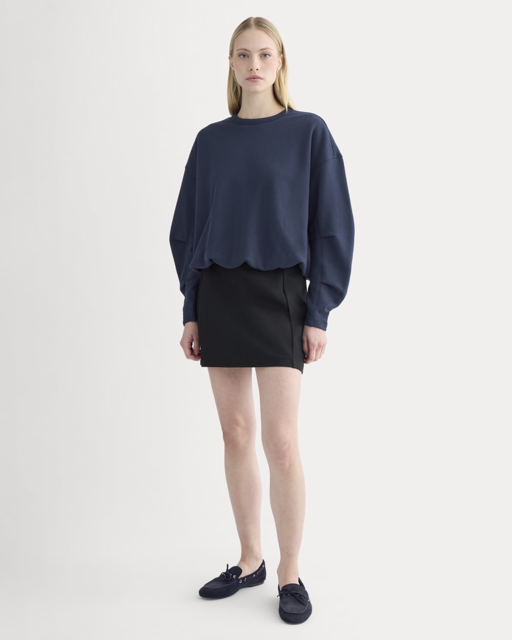 Lightweight Terry Bubble Sweatshirt | Navy - Image 3