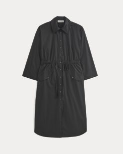 Alternative view of The Drawcord Shirtdress in Ultrasoft Cotton | Black