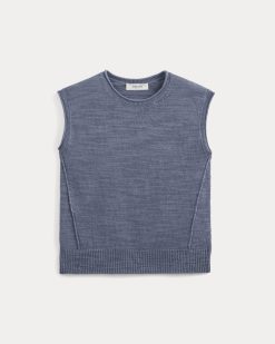 Alternative view of The Muscle Sweater in Cotton Linen | Indigo