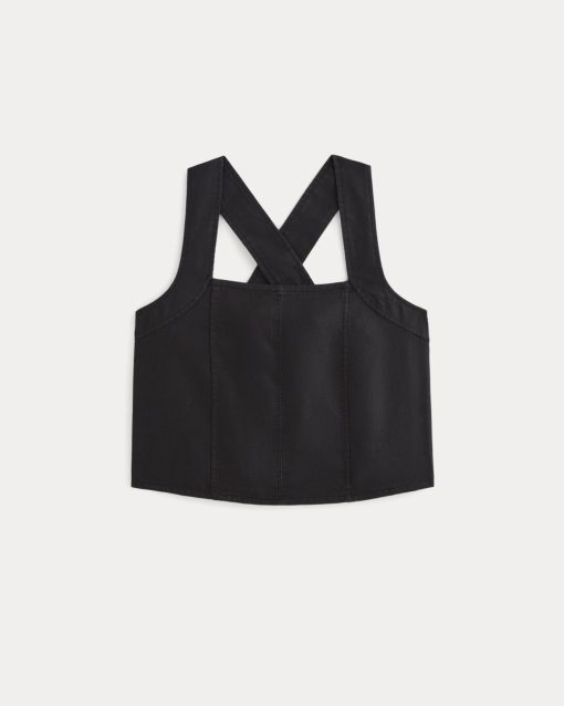 Alternative view of The Crossback Tank in Linen | Black