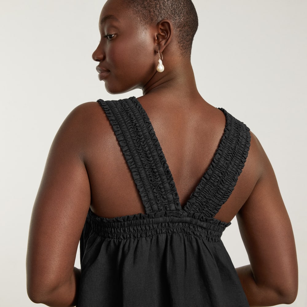 The Smocked Linen Dress | Black - Image 4