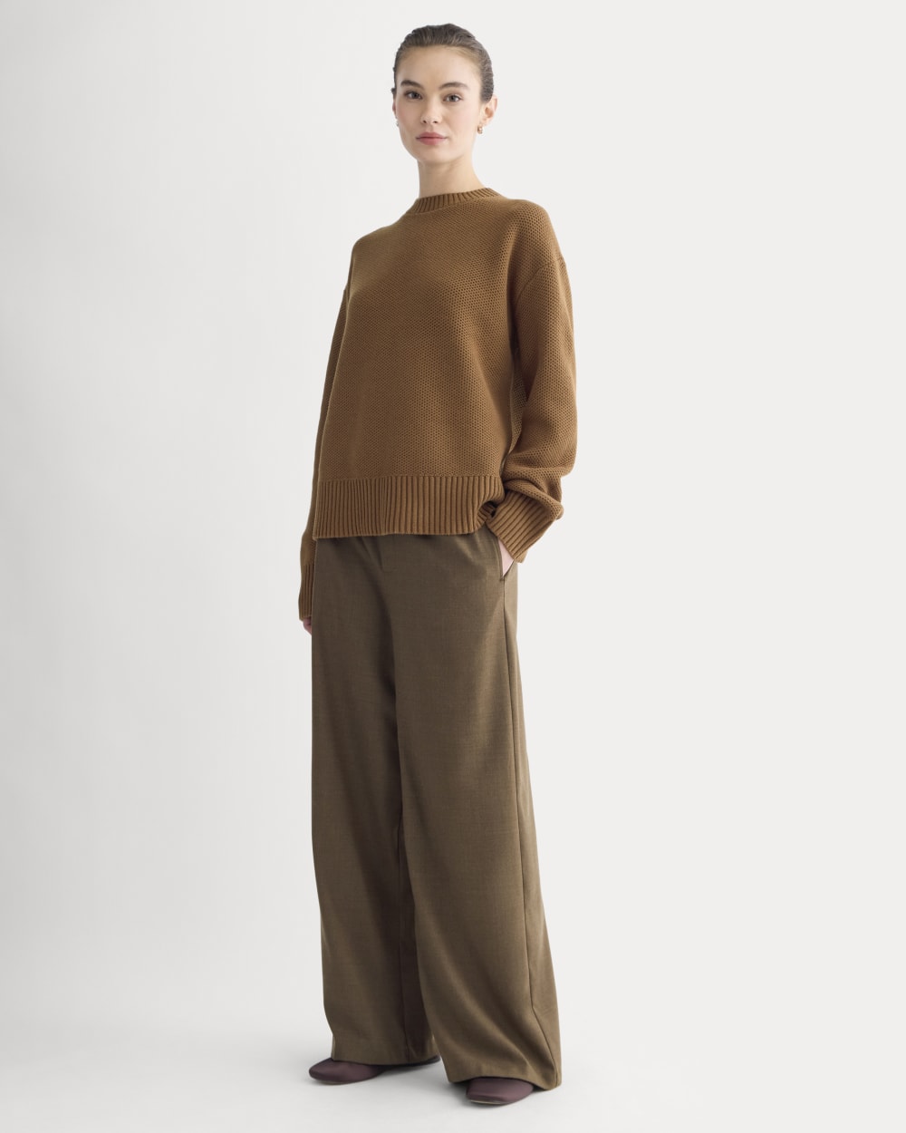 The Cotton Honeycomb Square Crew | Toffee - Image 3