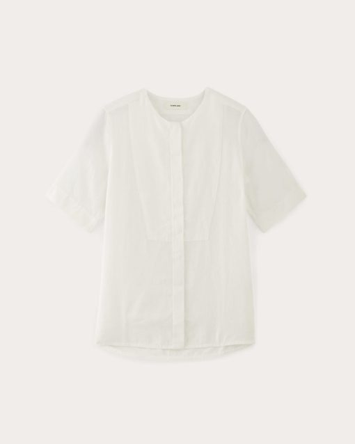Alternative view of The Bib Shirt in Linen | White