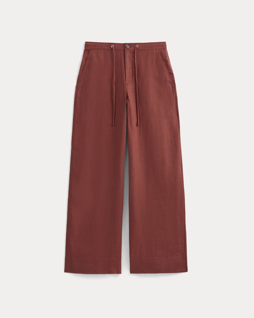 Wide-Leg Drawstring Pant in Linen | Henna Red - Image 2