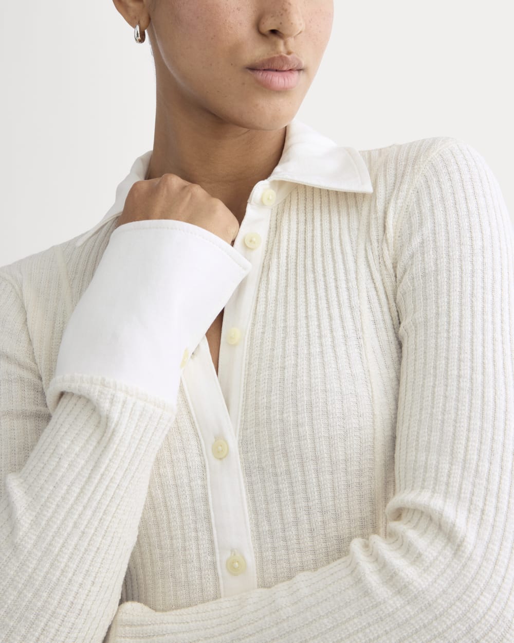 Cozy Rib Button-Up | Bone - Image 4
