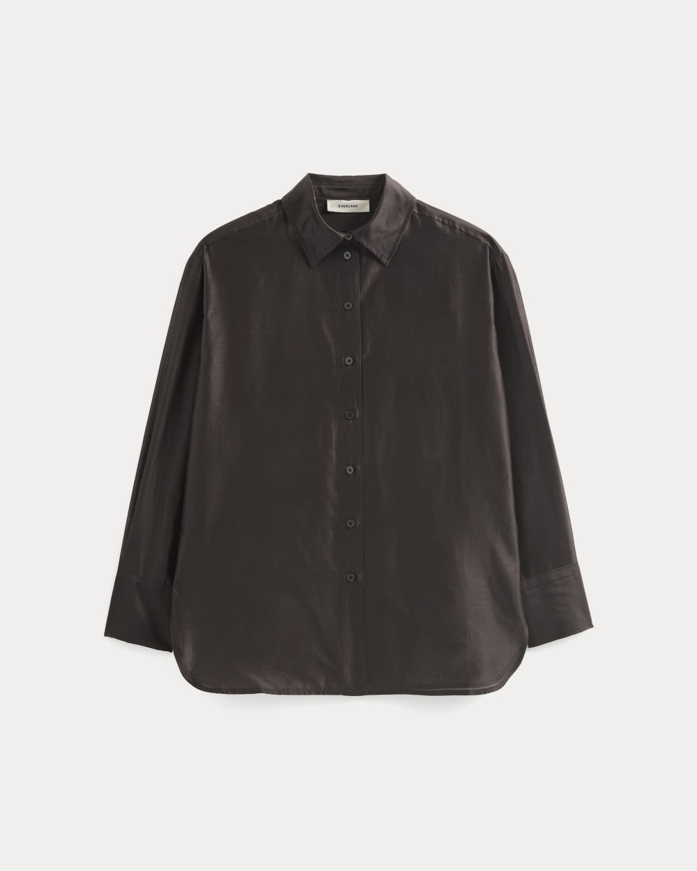 Oversized Shirt in Cotton-Silk Organza | Dark Chocolate - Image 2