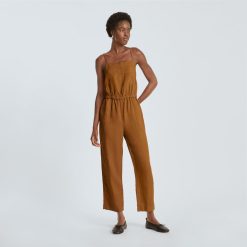 Alternative view of The Linen Shoestring Jumpsuit | Tawny Brown