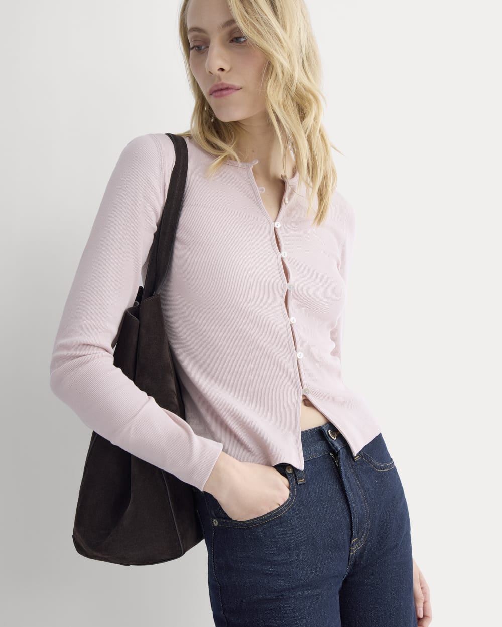 Luxe Rib Button-Up Top | Burnished Lilac - Image 3
