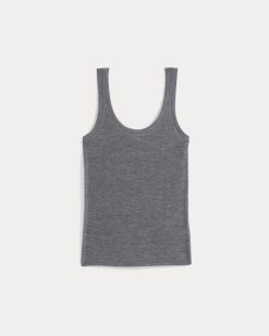 Alternative view of The Light Ribbed Cami in Ultrasoft Merino | Heather Mid Grey