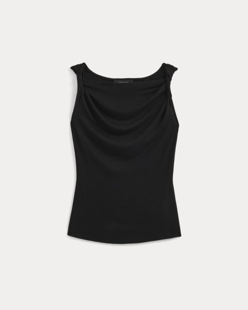 Alternative view of Cowl Neck Twist Tank in Butterluxe | Black