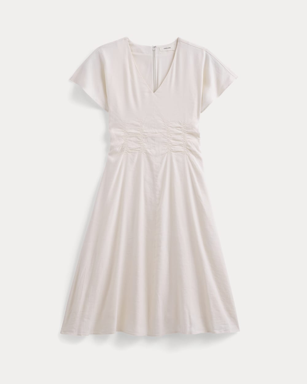 Cinched Dress in Stretch Linen | Bone - Image 2