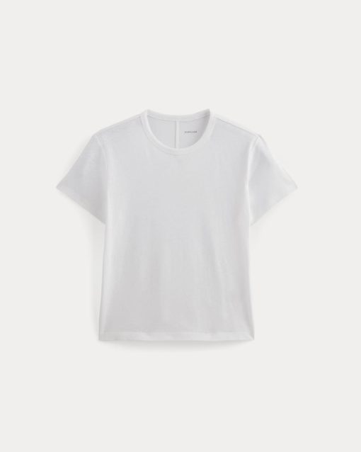 Alternative view of The Box-Cut Tee in Cotton Linen | White
